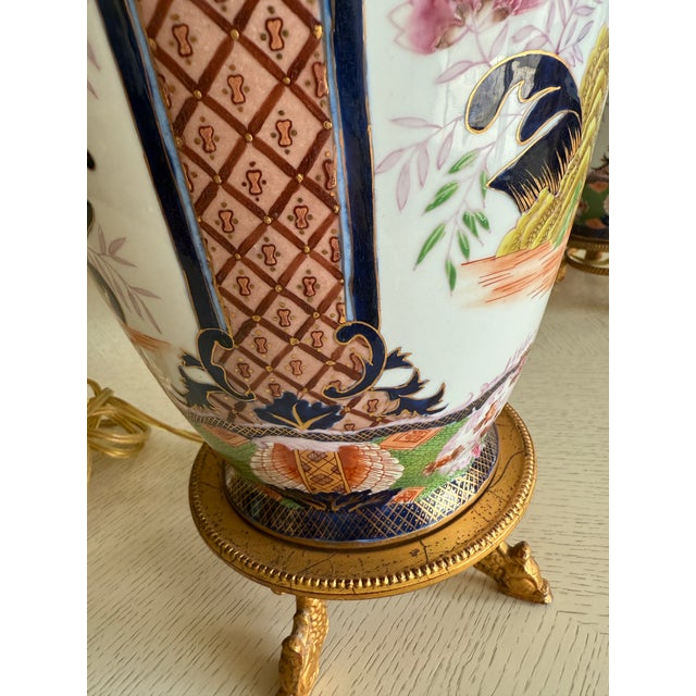Textile Vintage Hollywood Regency Imari Lamps - a Pair For Sale - Image 7 of 16