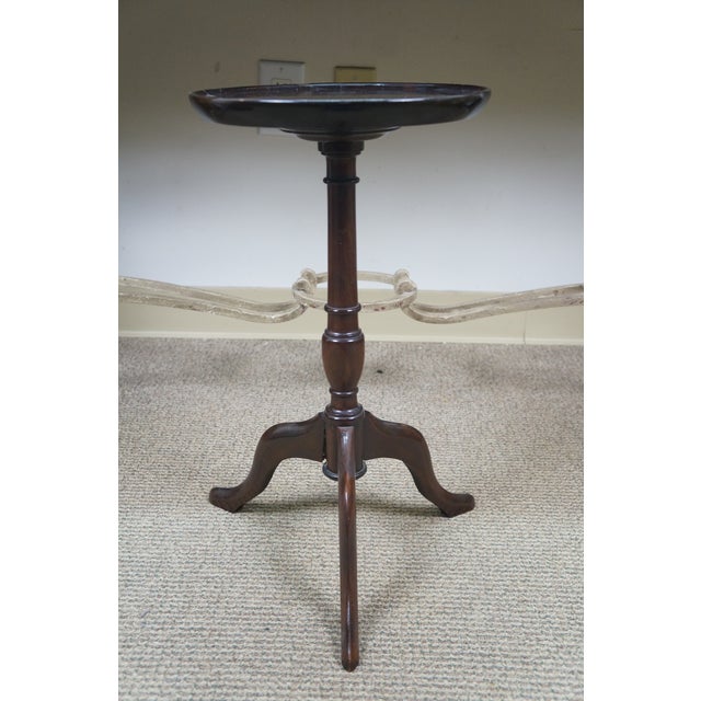 Antique English Mahogany Tripod Pedestal Plant Sculpture Candle Stand 20" For Sale - Image 4 of 17