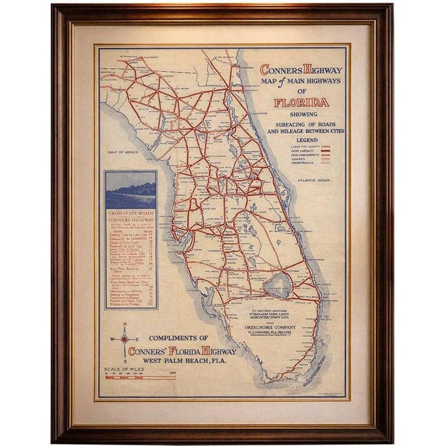 Vintage Florida Highway Map, 1920s For Sale - Image 10 of 10
