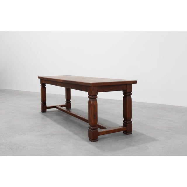Large French Provincial Rustic Oak Table, 1900s For Sale - Image 4 of 13
