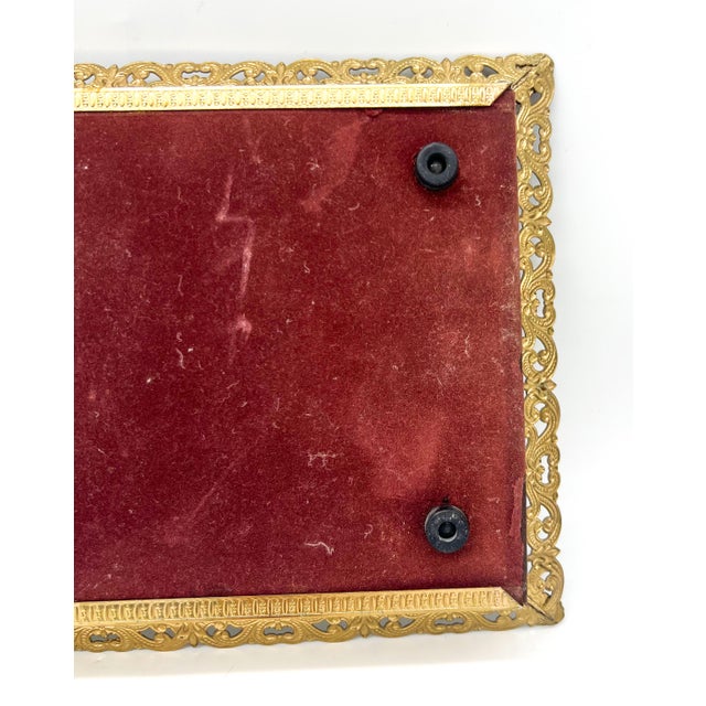 Vintage Hollywood Regency Gold-Tone Filigree Mirrored Vanity Tray - Ornate Filigree Edge – Glam / Rococo Revival / Mid-Century For Sale - Image 11 of 13