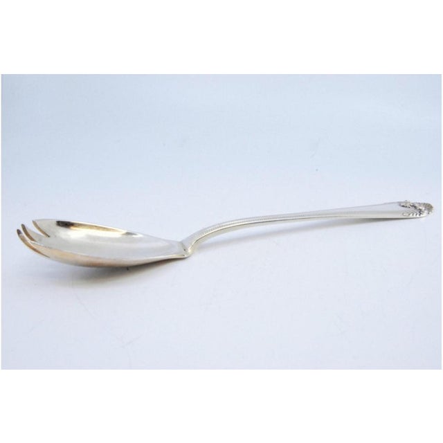 Silver Spaghetti Spoon with Grooves on the Shell and Handle For Sale - Image 9 of 10