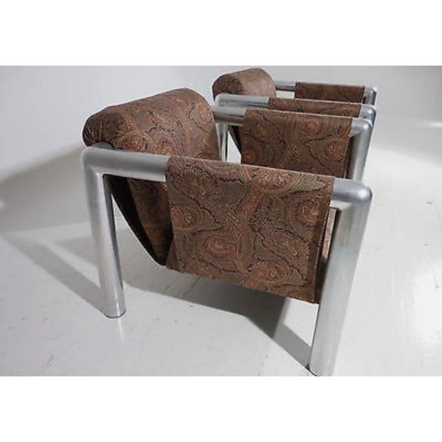 John Mascheroni Pair of Mid-Century Modern Tubular Sling Chairs Attributed to John Mascheroni Model 424 For Sale - Image 4 of 4
