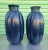 Navy Blue Custom Painted Navy Blue Large Clay Floral Vases Vessels- a Pair For Sale - Image 8 of 9