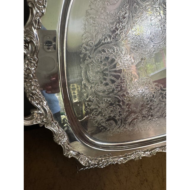 American Vintage Silver-Plated Butler Tray in the "Countess" Pattern by the International Silver Company For Sale - Image 3 of 18