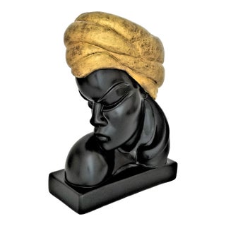 Sculpture Bust Black Female by Alexander Backer Signed For Sale