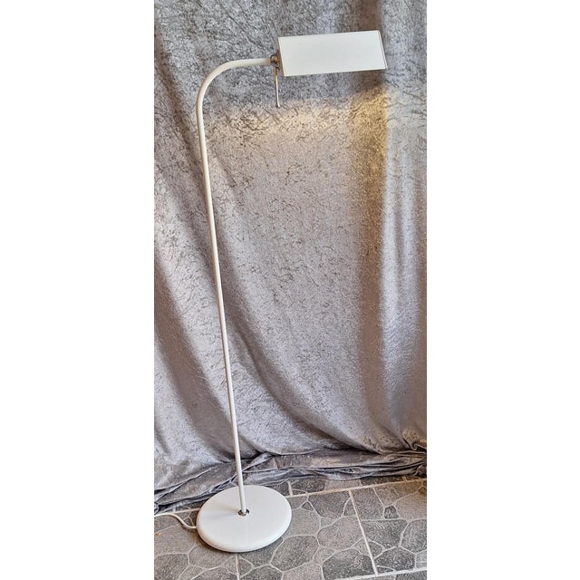 Vintage Floor Lamp in White Metal with Swiveling Reflector, 1980s For Sale - Image 3 of 7