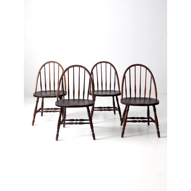 Brown Antique Windsor Dining Chairs Set of 4 For Sale - Image 8 of 14