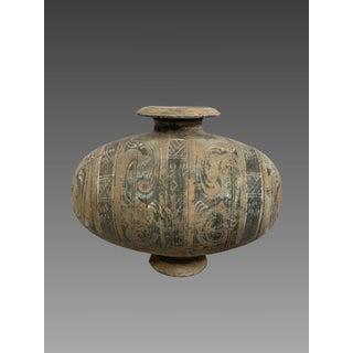 Polychrome earthenware cocoon vase, Early Han Dynasty (206 BC - 220 AD). Ancient China For Sale