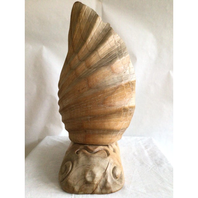 1950s Italian Carved Wood Folded Leaf Sculpture on Wood Base For Sale In New York - Image 6 of 11