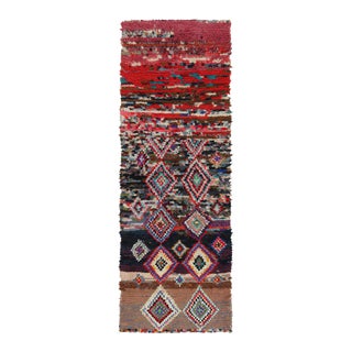 Vintage Moroccan Runner With Polychromatic Diamond Medallion, From Rug & Kilim For Sale