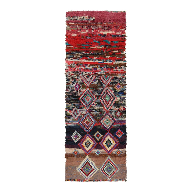 Vintage Moroccan Runner With Polychromatic Diamond Medallion, From Rug & Kilim For Sale