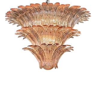 Modern Murano Pink Palmette Chandelier For Sale