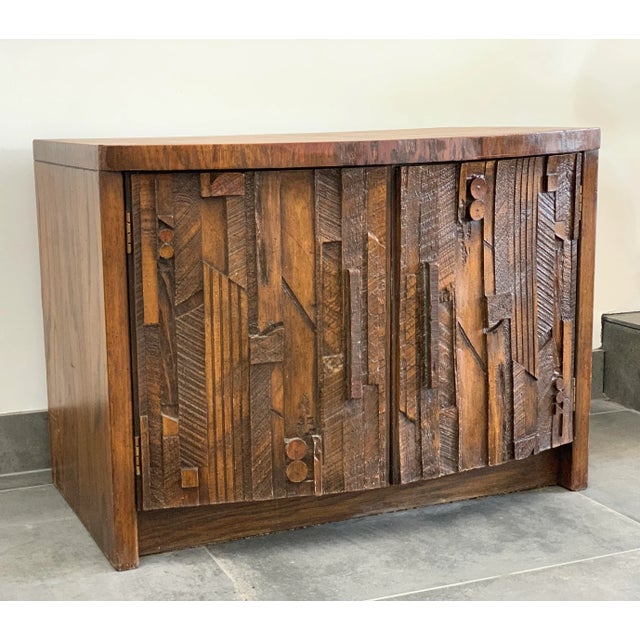 Brutalist Vintage Brutalist Lane Pueblo Line Nightstand Cabinet For Sale - Image 3 of 7