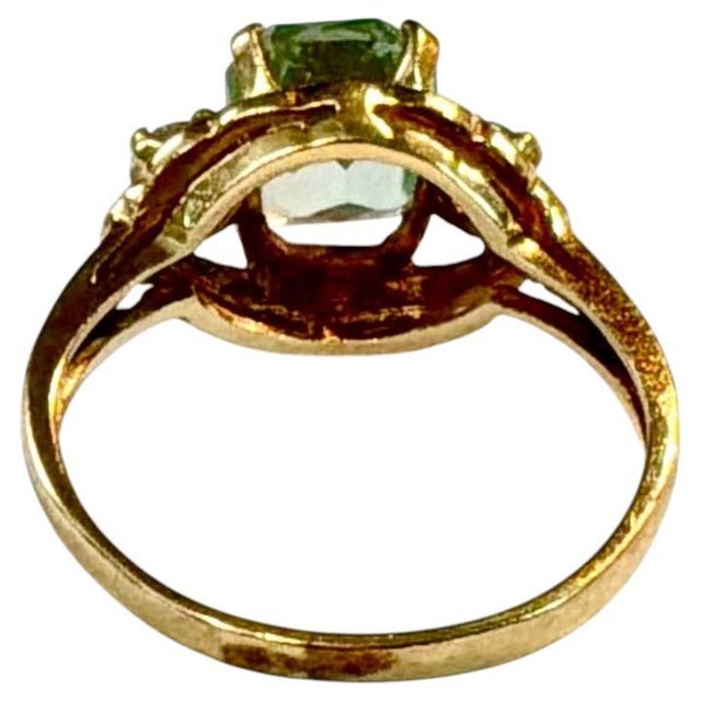 Early 20th Century 18k Gold Tourmaline and White Topaz Cocktail Ring For Sale - Image 5 of 8