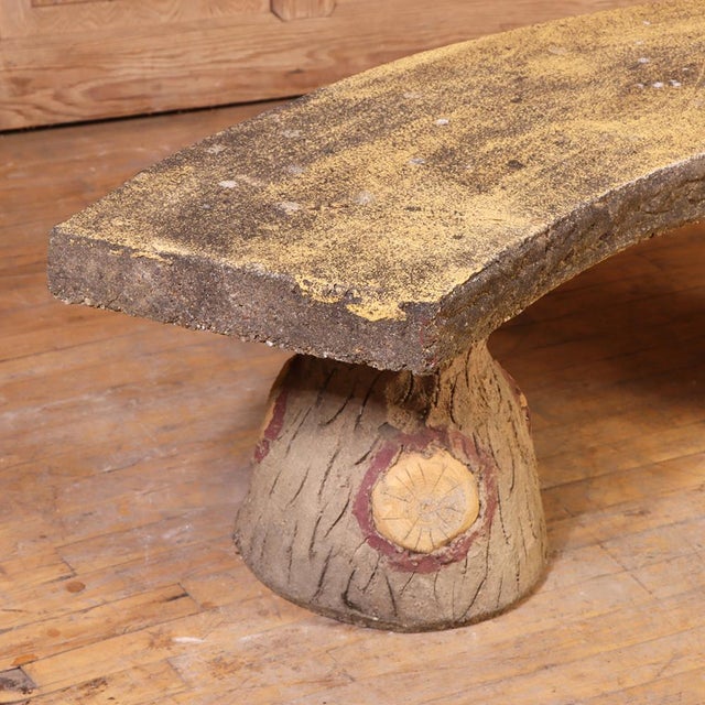 Mid-Century Modern Pair of French Faux Bois Cast Stone Benches, C. 1960 For Sale - Image 3 of 6