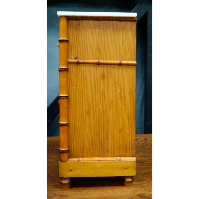 Faux Bamboo Miniature Cabinet with Marble Top, 1930s For Sale - Image 6 of 11