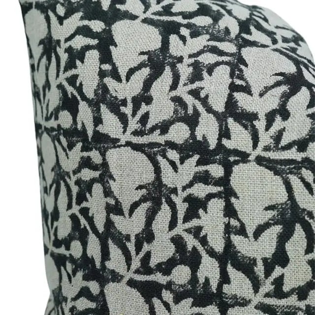 Fabdivine-Decorative Block Print Cushion Cover 20x20 Inch Thick Linen-Midnight For Sale - Image 4 of 5