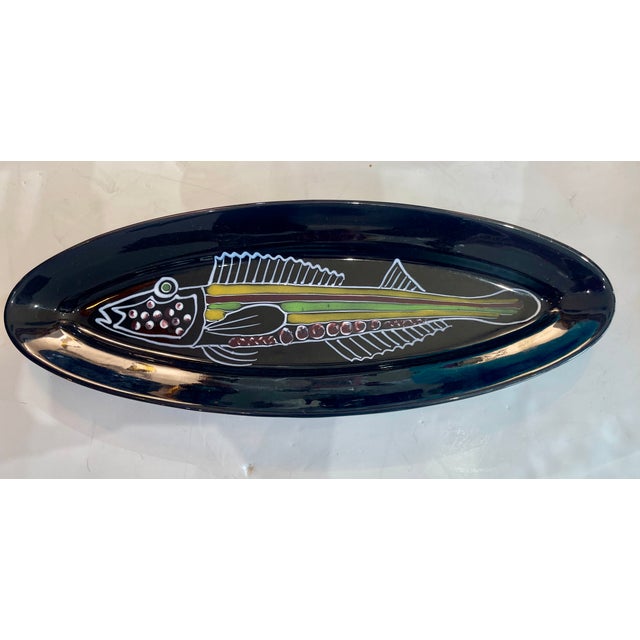 Black French Robert Picault Black Glazed Ceramic Fish Vallauris Set 15 Pieces For Sale - Image 8 of 13
