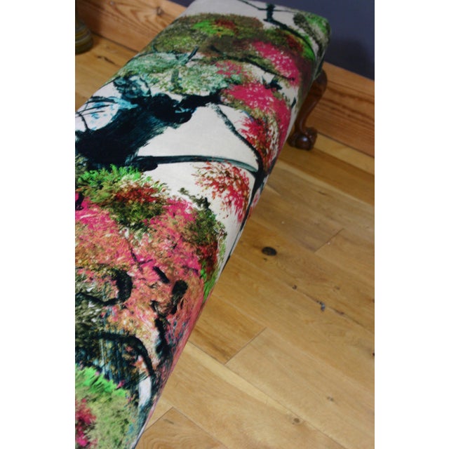 Antique Late Victorian Claw Ottoman in Timorous Beasties Pinyin Tree Velvet from Maple & Co, 1900s For Sale - Image 12 of 16