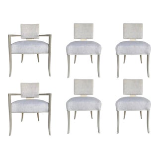 Caracole Modern White Reserved Seating Dining Chairs Set of 6 For Sale