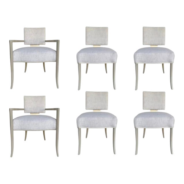 Caracole Modern White Reserved Seating Dining Chairs Set of 6 For Sale