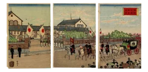 Ginko Adachi, The Opening of the Temporary Diet, Original Woodcut, 1890s