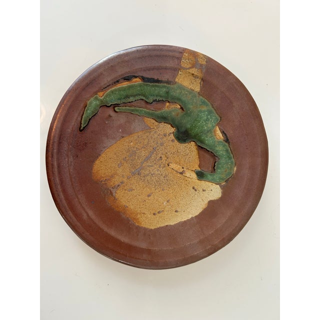 Late 20th Century Vintage Studio Pottery Absract Decorative Plate For Sale - Image 5 of 10