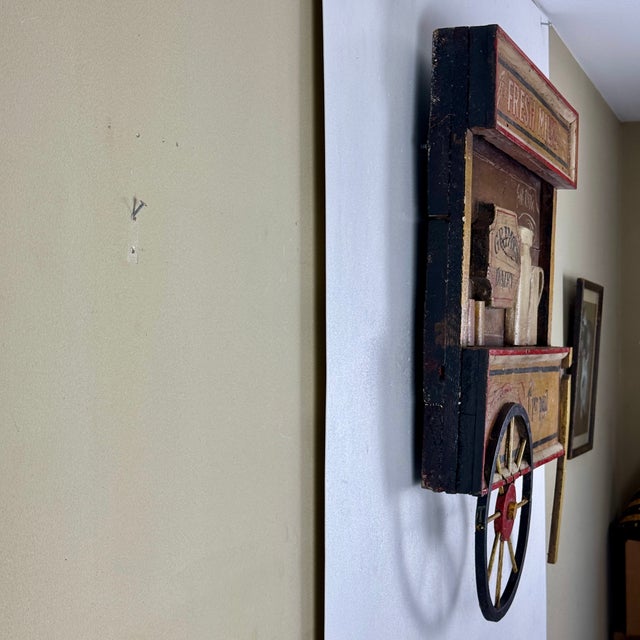 American Vintage Large Elaborate Wooden Trade Sign for Grimes Dairy in Form of Wagon Cart For Sale - Image 3 of 10