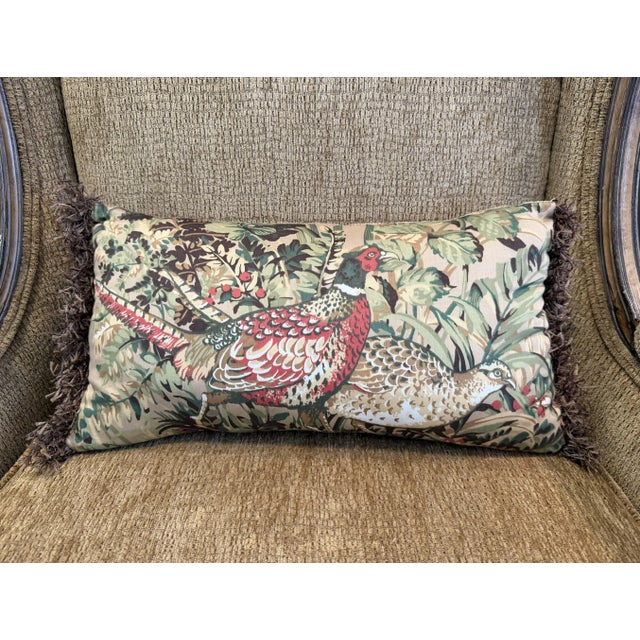 Pair of Louis XV-Style Pheasant & Botanical Upholstered Fauteuil Armchairs For Sale - Image 17 of 18