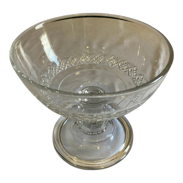 Vintage Glass Pedestal Bowl or Catchall For Sale