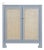 Matthew Izzo Home Boyd Light Blue Matte Lacquer Single Porcelain Sink Bath Vanity With Carrara Marble Top & Backsplash, 2 Caned Doors, and Brass Knobs For Sale