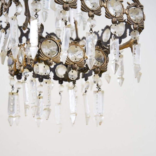 1930s Metal and Glass Chandelier For Sale - Image 9 of 10
