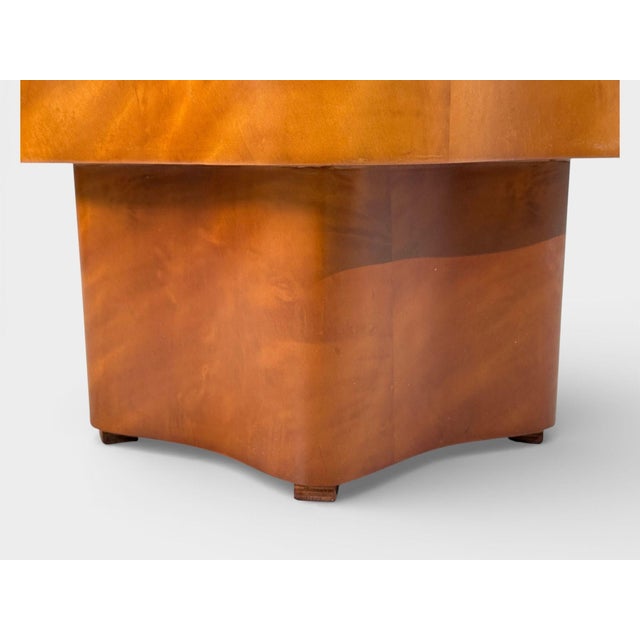 Art Deco Style, Star Motif Footstools, Burlwood, Beige Linen, 21st C. For Sale - Image 10 of 10