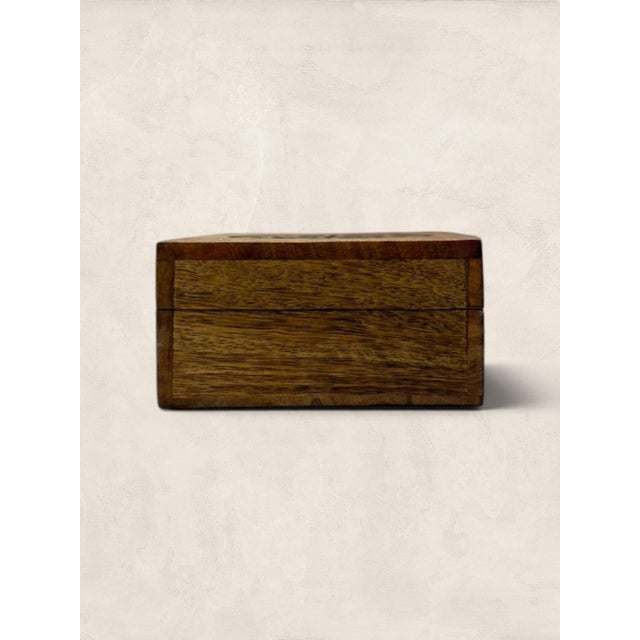 Vintage English Handcrafted Wooden Jewelry Box With Celtic Knot Carving For Sale - Image 4 of 10