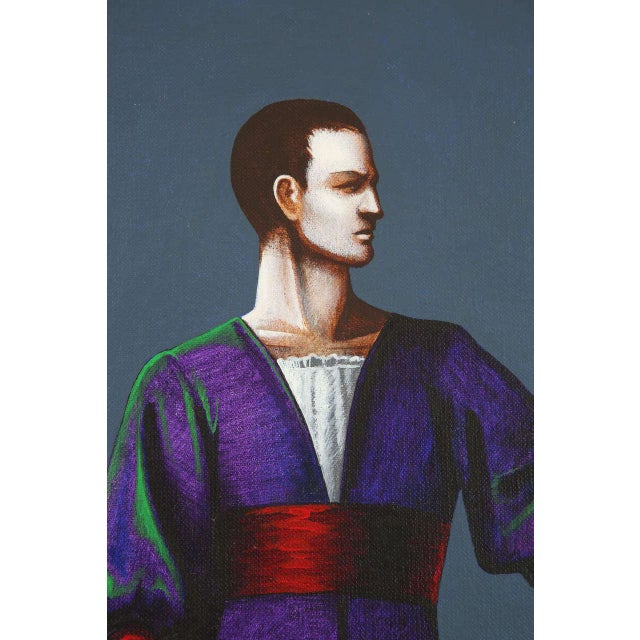 Textile Late 20th Century "Hamlet: A Preliminary Study" Figurative Acrylic Painting by Lynn Curlee, Framed For Sale - Image 7 of 9