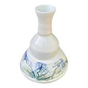 Vintage Signed Studio Pottery Bud Vase With Hand-Painted Floral Decoration