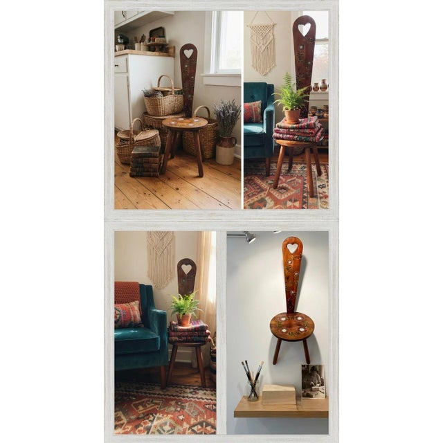 Bring traditional Alpine charm to your home with this striking vintage European folk art Stabelle chair. Handcrafted from...