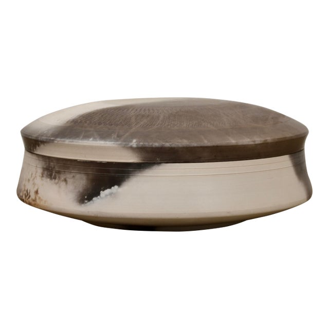 Mid Century Covered Pottery Bowl For Sale