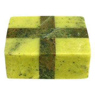 Green Serpentine Box Cross Band Italian Finely Made For Sale