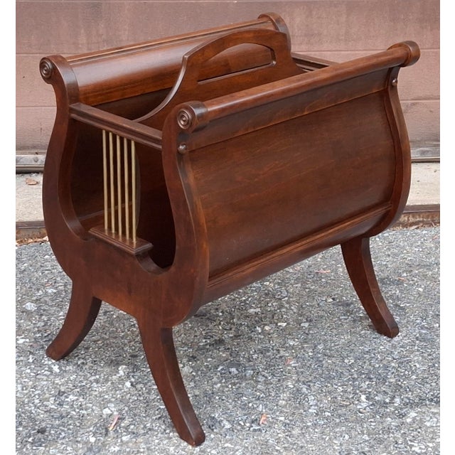 Victorian Early 20th Century Ferguson Bros. Walnut Lyre Harp Form Magazine Holder For Sale - Image 3 of 10
