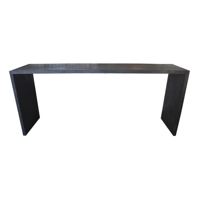 Andrianna Shamaris Waterfall Triple Burnt Teak Wood Console For Sale