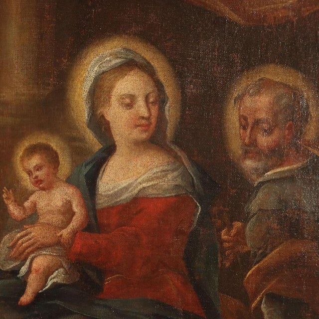 The Holy Family with Saints, Oil on Canvas For Sale - Image 4 of 12