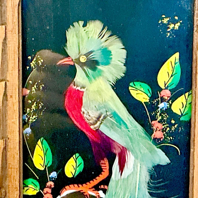 Cinco De Mayo - 1950s Vintage Mexican Folk Art Original Feather Bird Mixed Media Painting. For Sale - Image 4 of 10