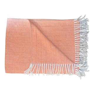 Italian Paprika Throw Blanket with Tassle Fringe For Sale