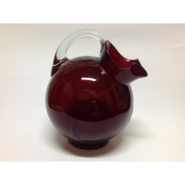 Art Deco Vintage Cambridge Glass Ruby Red Ball Jug For Sale - Image 3 of 13