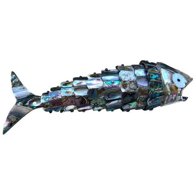 Los Castillo Vintage Articulated Abalone Shell Fish Sculpture & Bottle Opener by Los Castillo, Taxco For Sale - Image 4 of 8