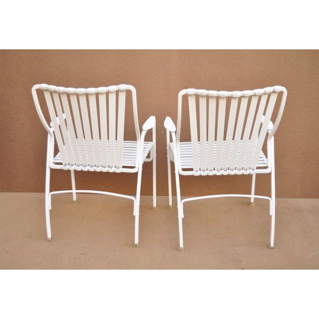 Vintage Mid Century White Aluminum Vinyl Strap Patio Outdoor Dining