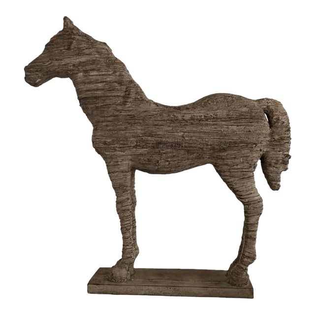 Large Textured Resin Horse Sculpture – Rustic Farmhouse / Equestrian Decor For Sale