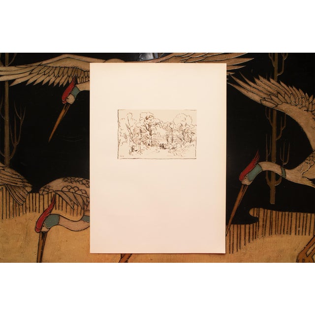 Farmhouse 1959 After Theodor Rousseau "Forest Landscape", Monochrome Hungarian Print For Sale - Image 3 of 5